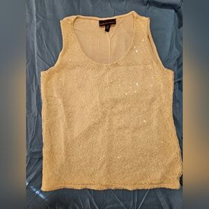 Dana Buchman Cream Sequin Lace Tank Top Size M